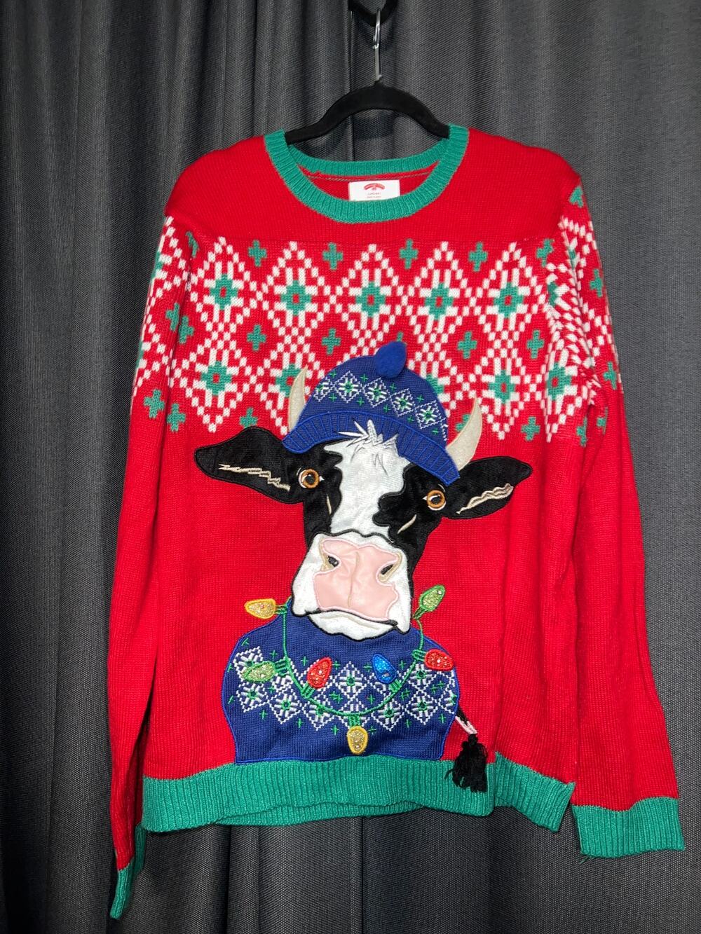 Ugly Christmas Sweater Xmas Size Large Cow